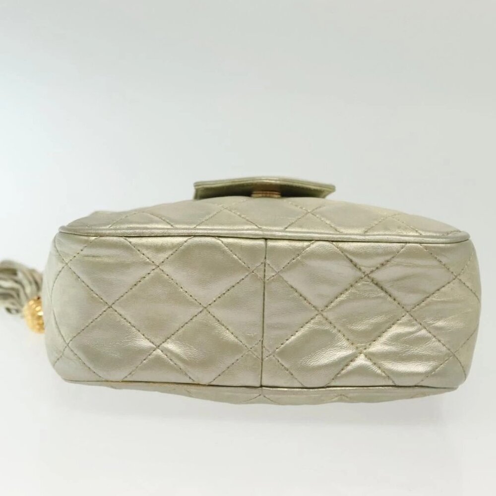 CHANEL Matelasse Chain Shoulder Bag Lamb Skin Champagne Gold CC Auth 138978 - Picture 7 of 16